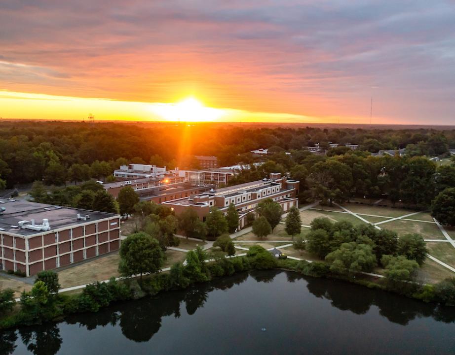 Sunrise over Rider University campus