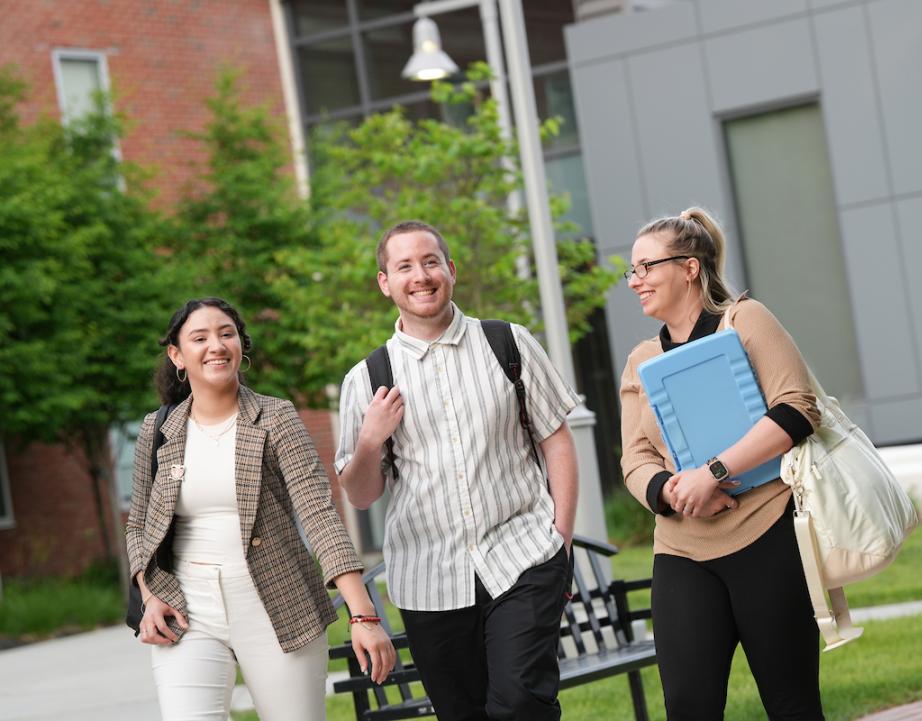 Students walking outside of Sweigart Hall. 