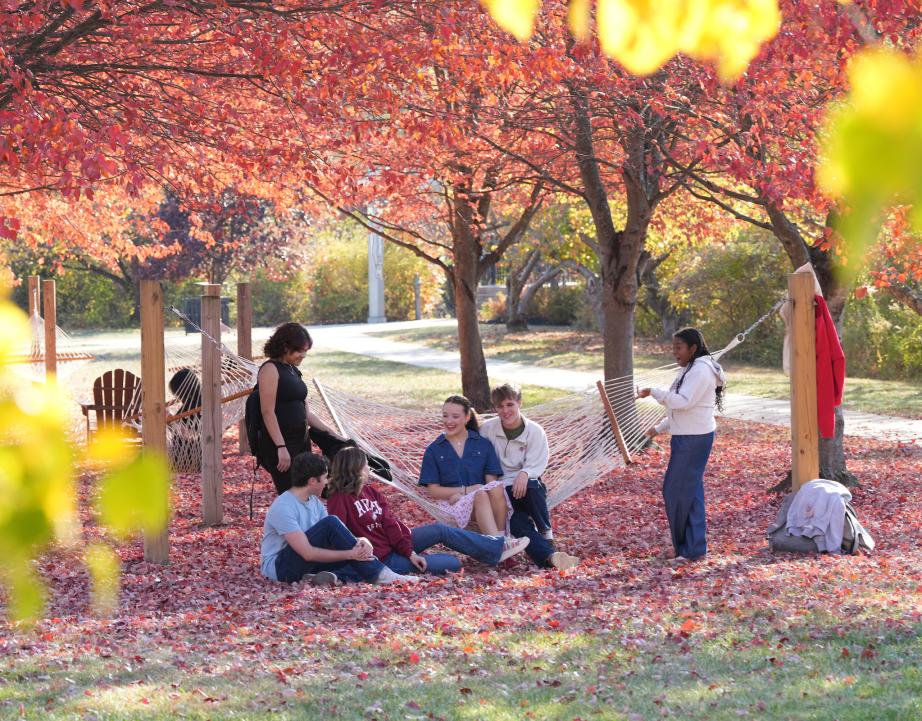 Students on campus in the fall