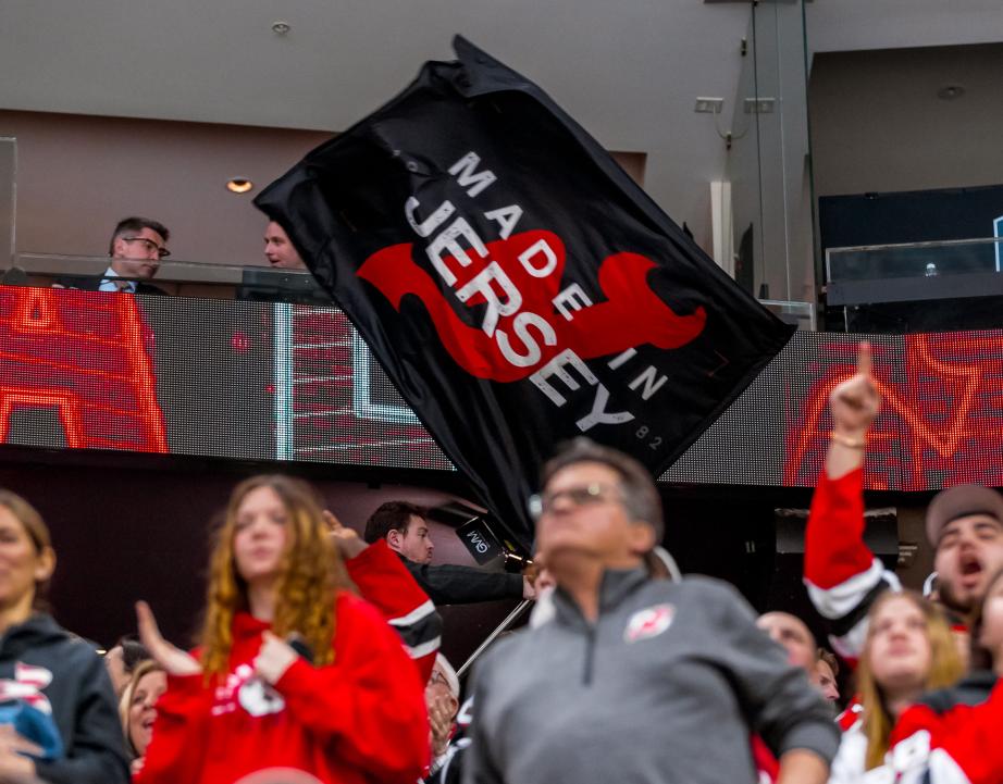 Made in Jersey flag waved after Devils goal
