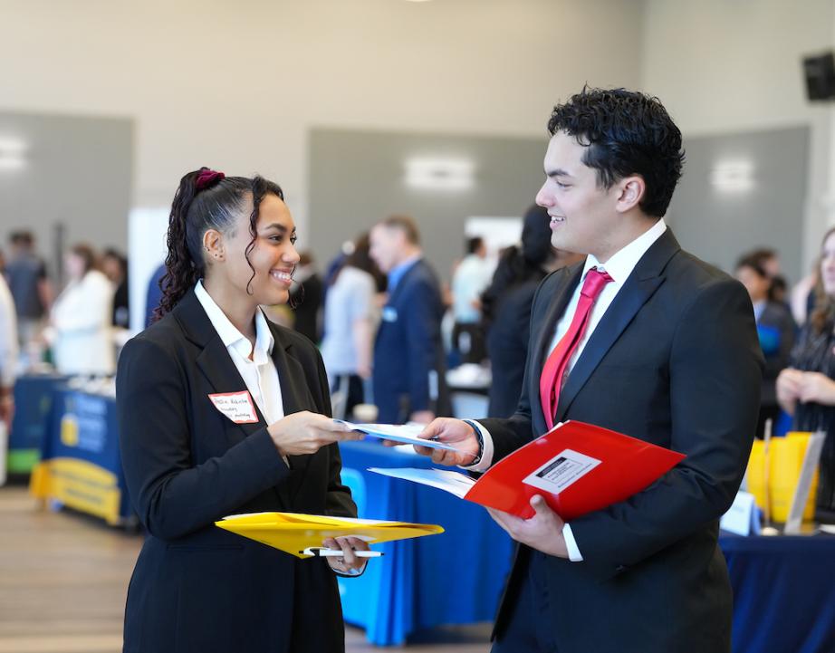 Students at a career fair