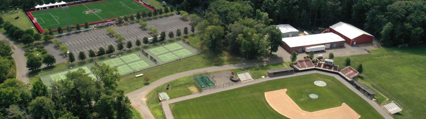 Aerial view of athletic fields