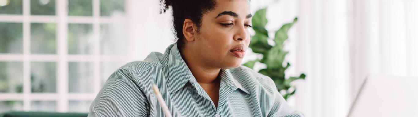 Young businesswoman working from home