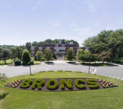 Broncs berm in front of Moore Library