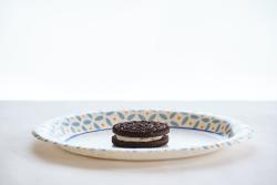 Oreo cookie on a paper plate