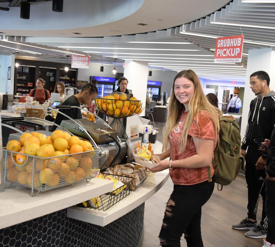 Students pick up grab-and-go meals