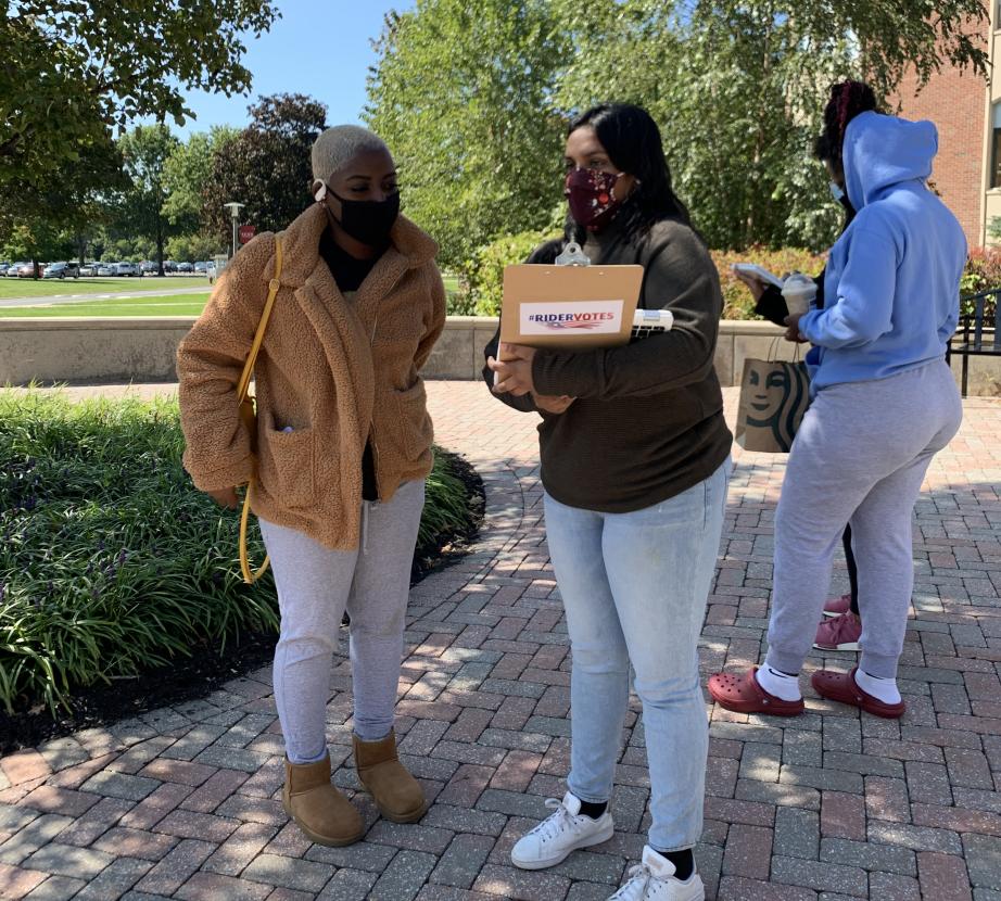 Rider student voting volunteers