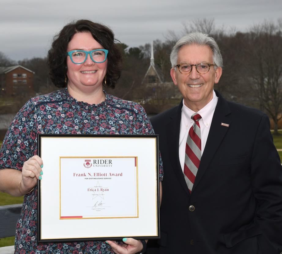 Erica Ryan and President Dell'Omo at the awards ceremony