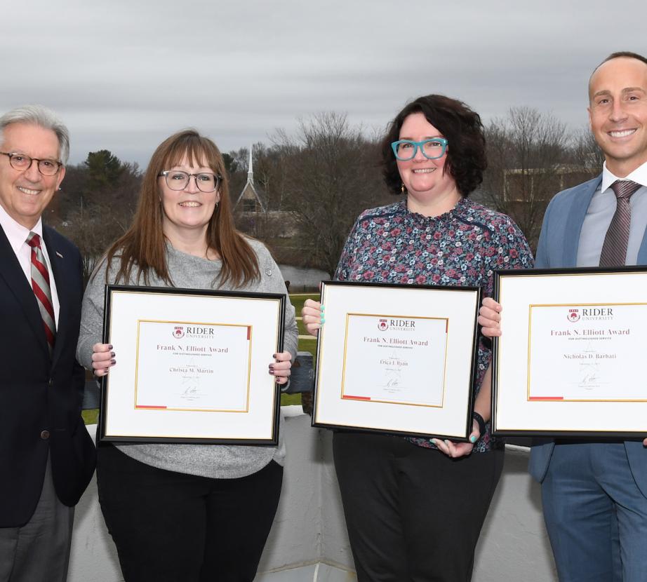 Elliot award winners with President Dell'Omo