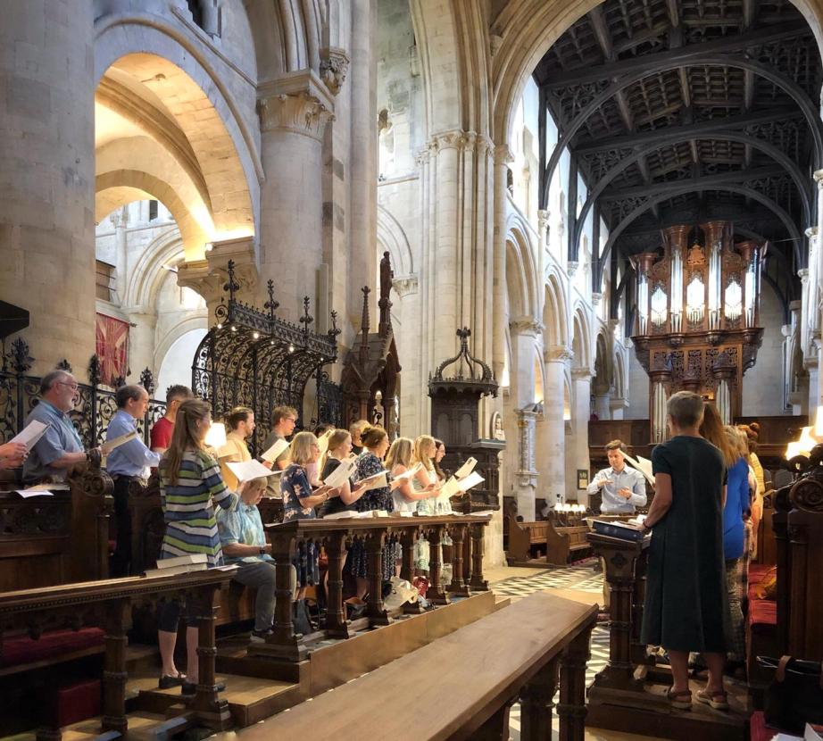 Choral Institute students rehearse in church