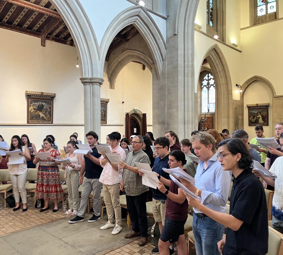 Choral Institute students rehearse in church