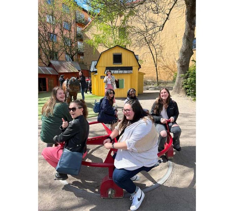 Students play on playground in Sweden