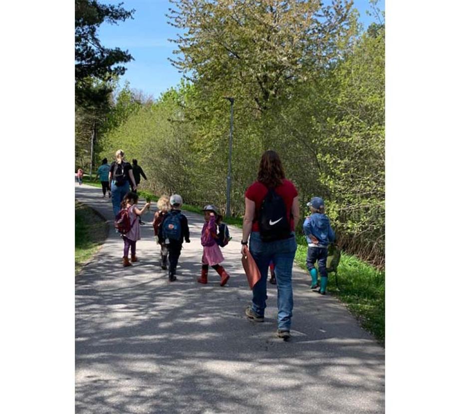 Students walk outdoors in Sweden