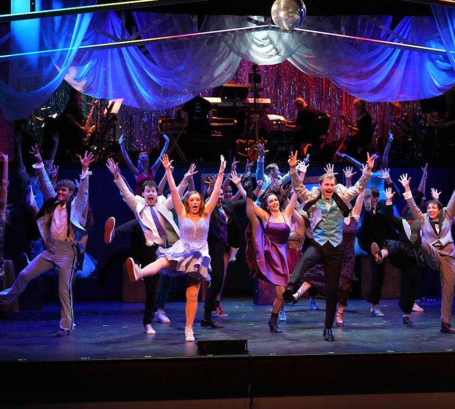 The cast of The Prom performing on stage