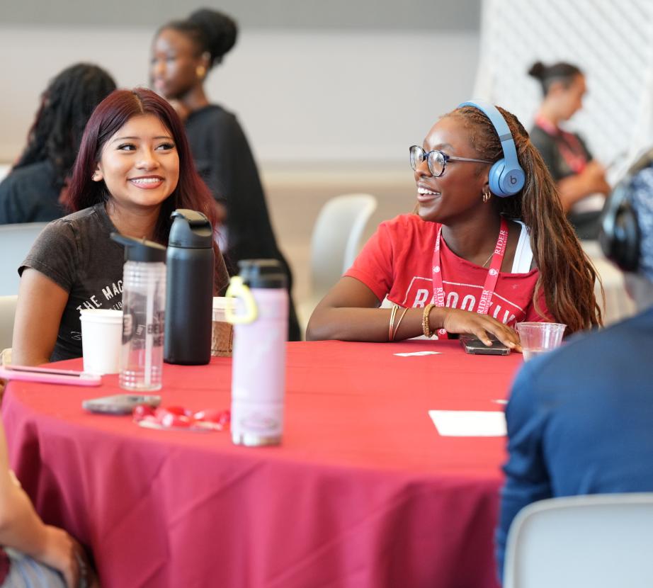 Happy student at orientation
