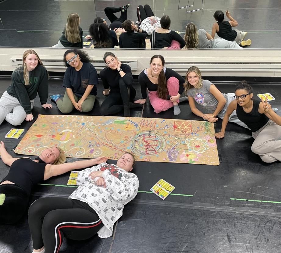 Students during dance/movement therapy class. 