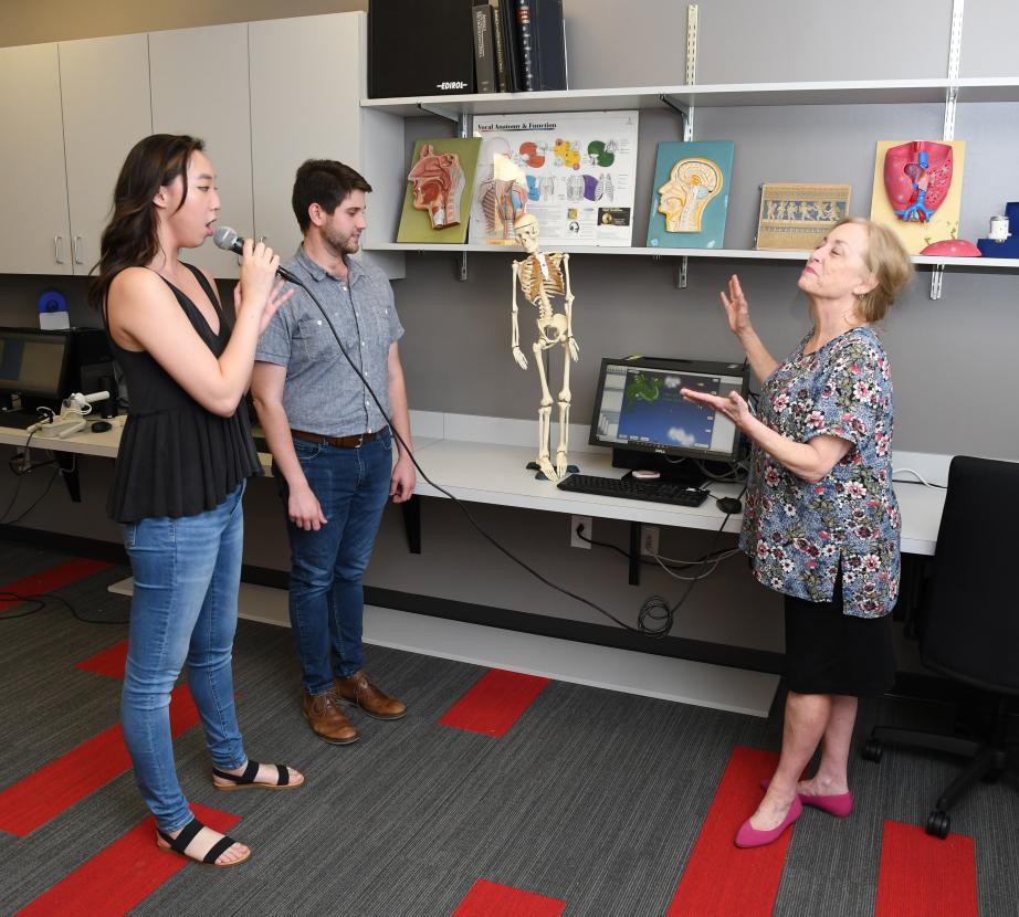 students and faculty in the Presser Voice Lab