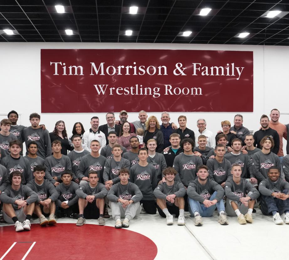 Rider wrestling team in new practice room