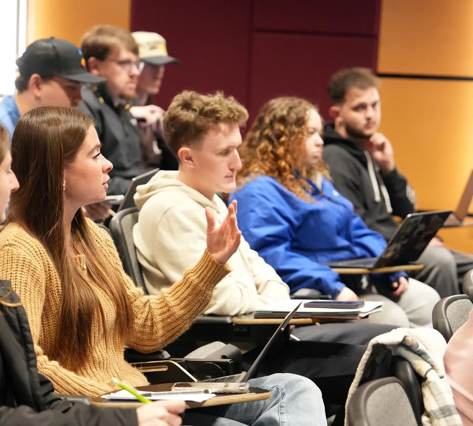 Students participating in mock press conference