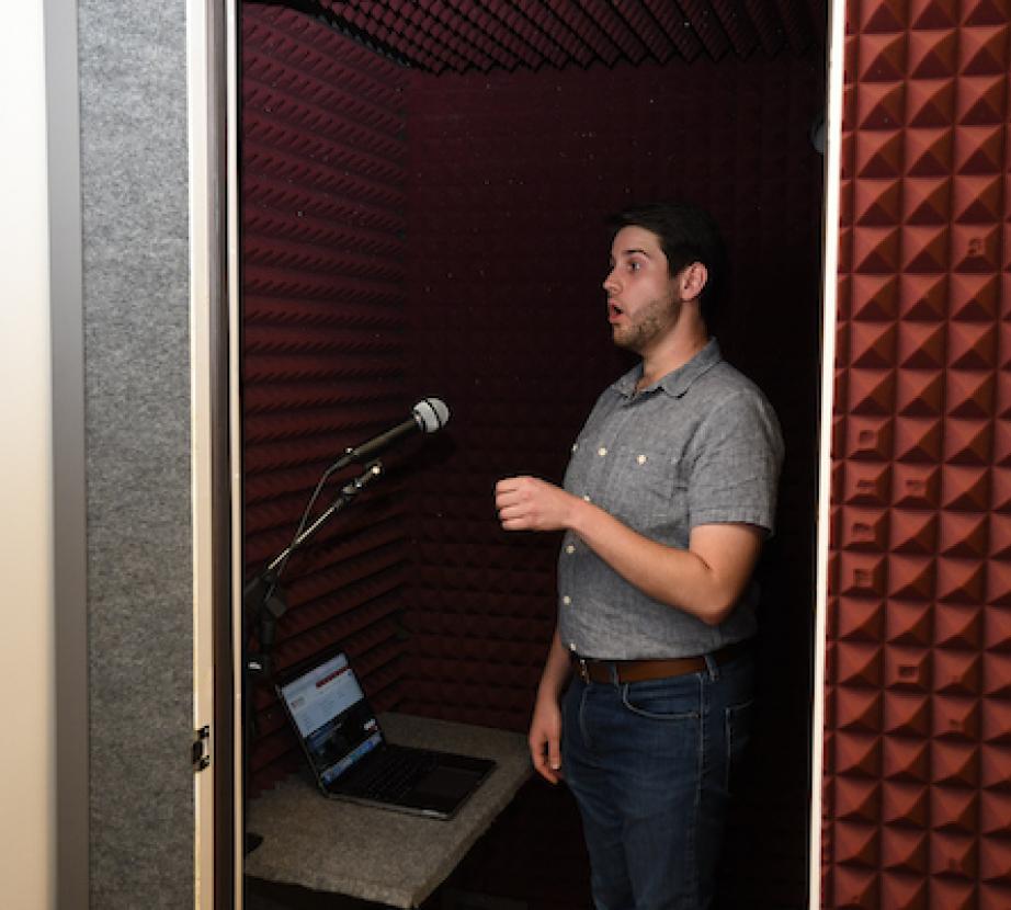 Student does vocal exercises