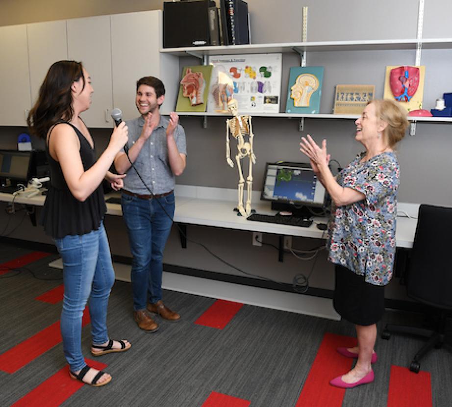 Students practice in the Presser Voice Lab