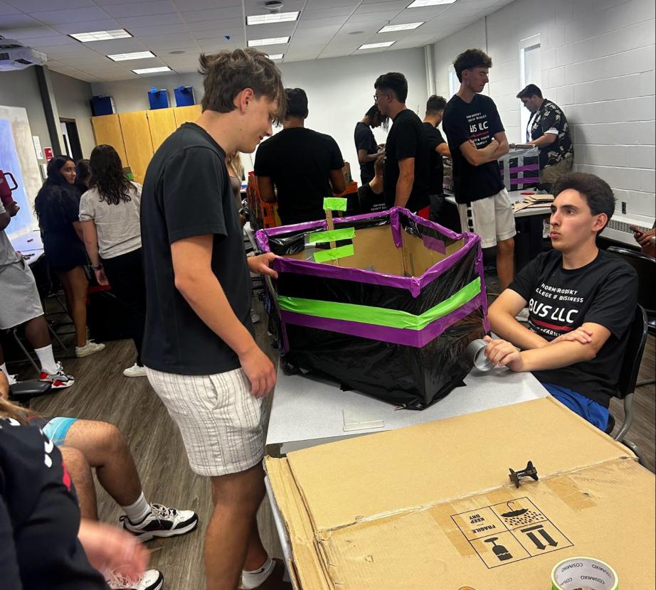 Business LLC students working on a project