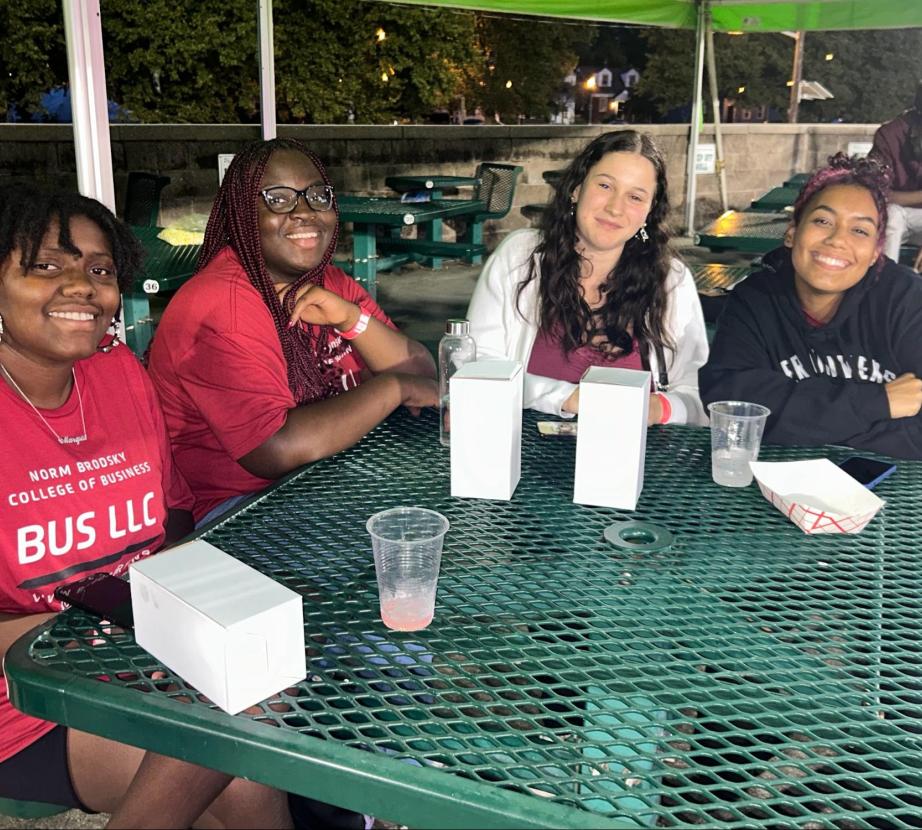Business LLC students gathered for a meal