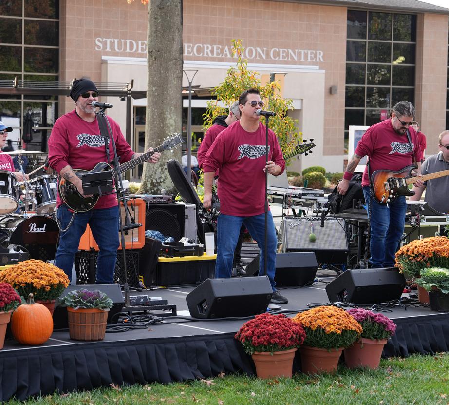 A band performs on stage