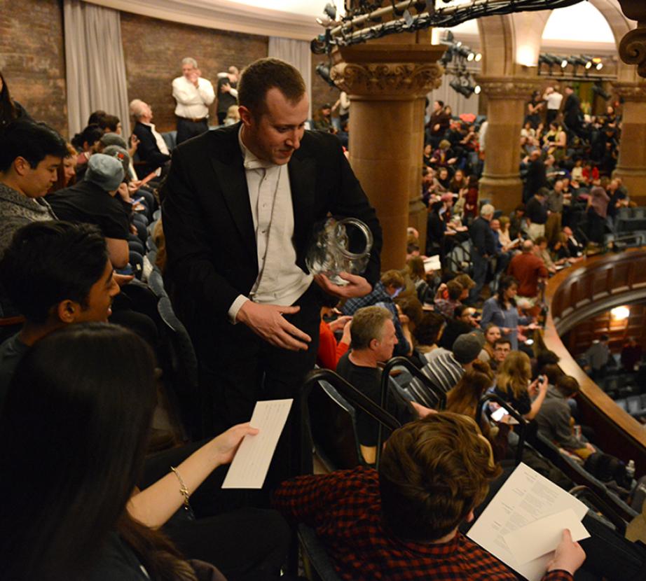A choir member collects "Today i will" submissions