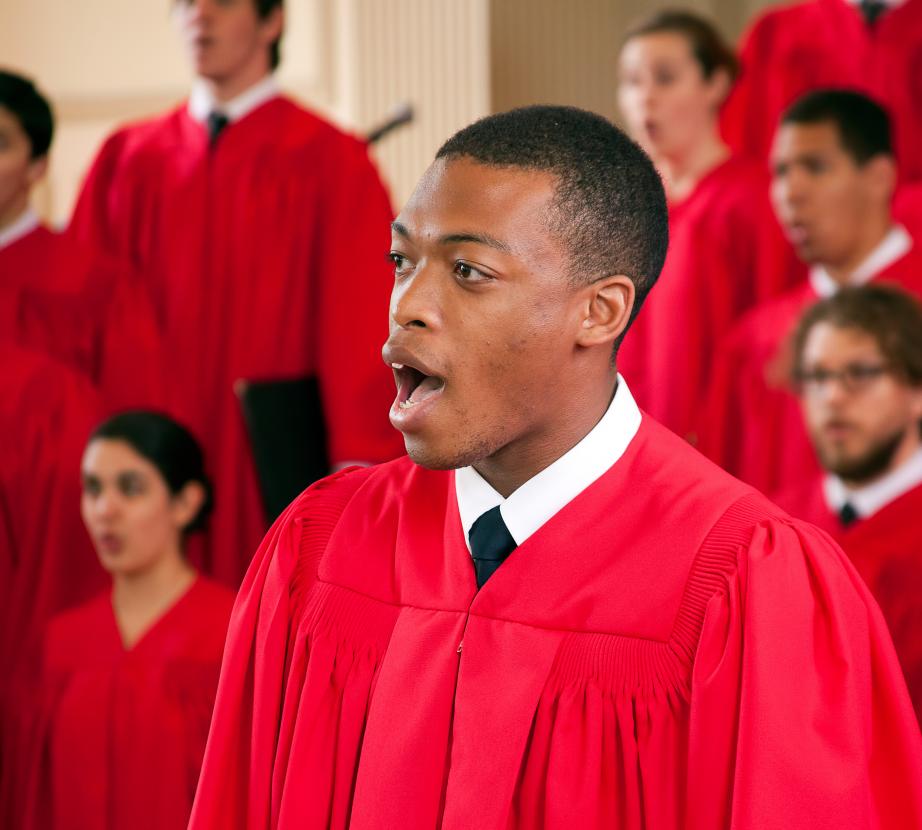 Students Singing in Chapel Service