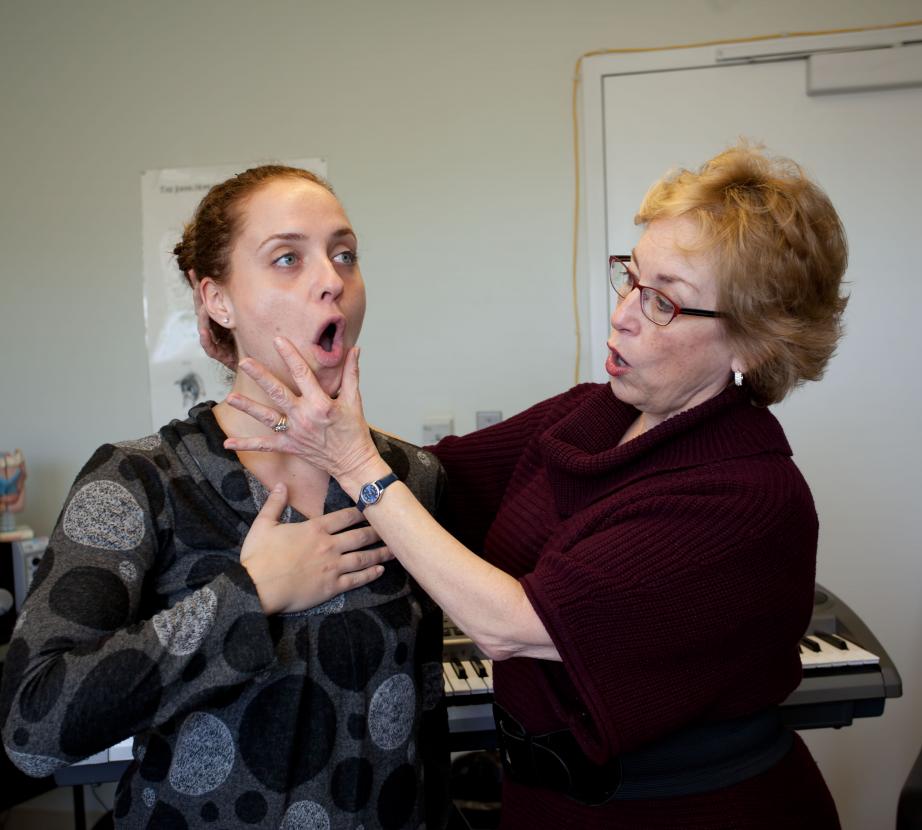 Students working on vocal technique