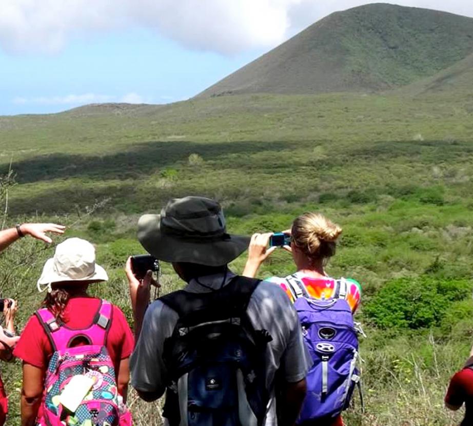 Students hike in wilderness