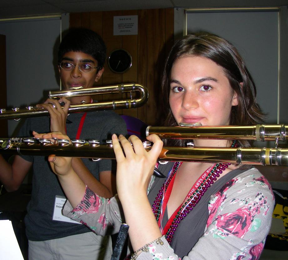 Student with Alto and Tenor Flute