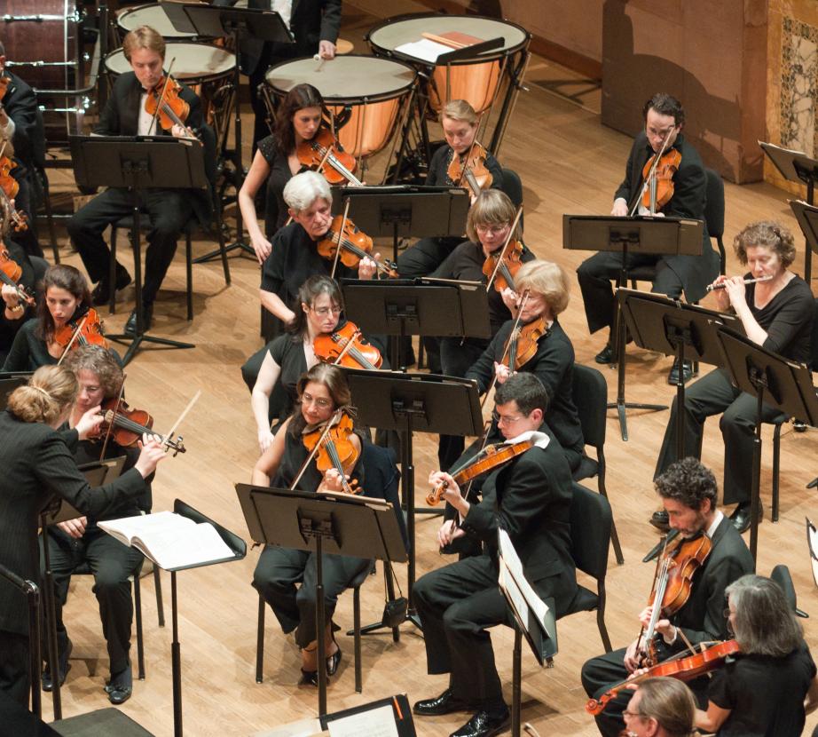 Students in an orchestra