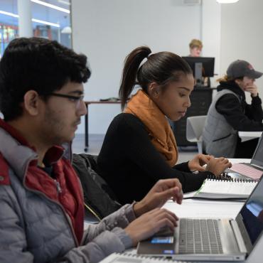 Students working at computers