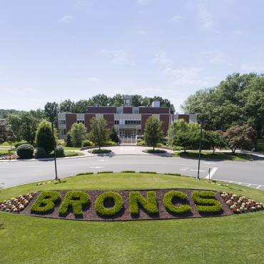 Broncs berm in front of Moore Library