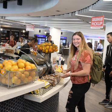 Students pick up grab-and-go meals