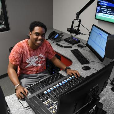 Student at the The Bronc radio station