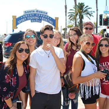 Students pose for photo in Los Angeles