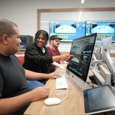 Game design students in class