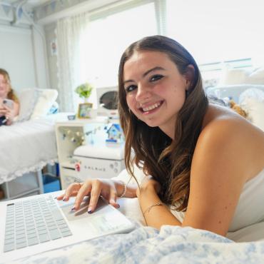 students in dorm room