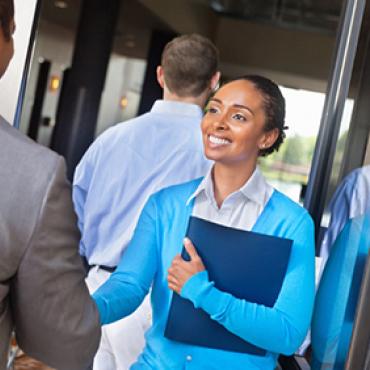 Young woman waiting for an interview