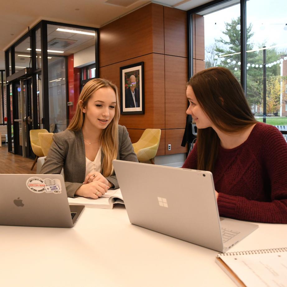 Two women students at their computers