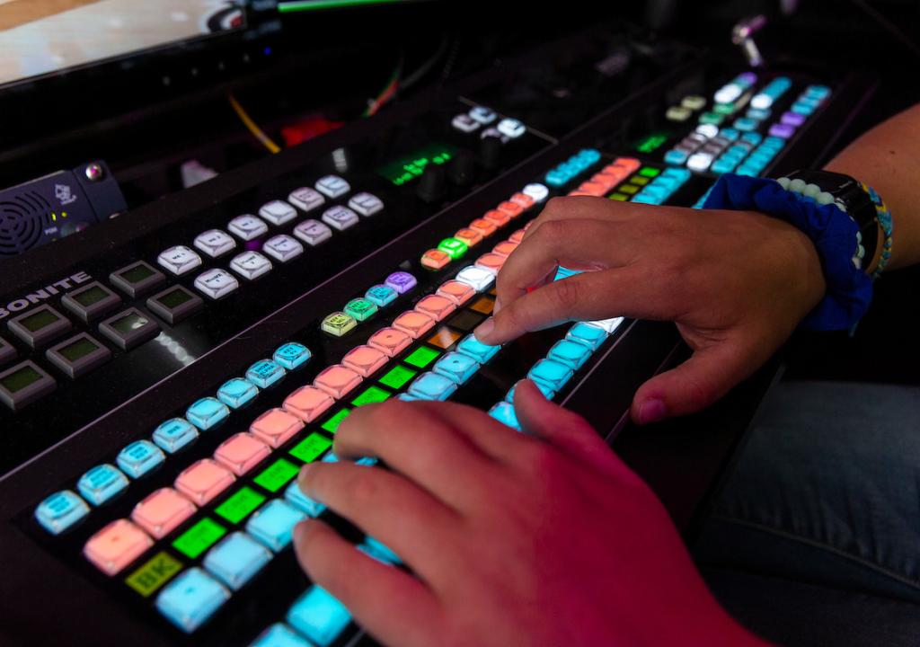 Person typing on a keyboard
