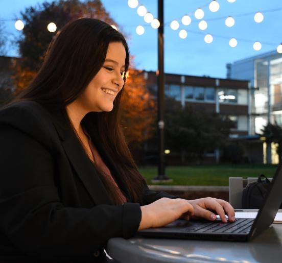 Student  working on laptop