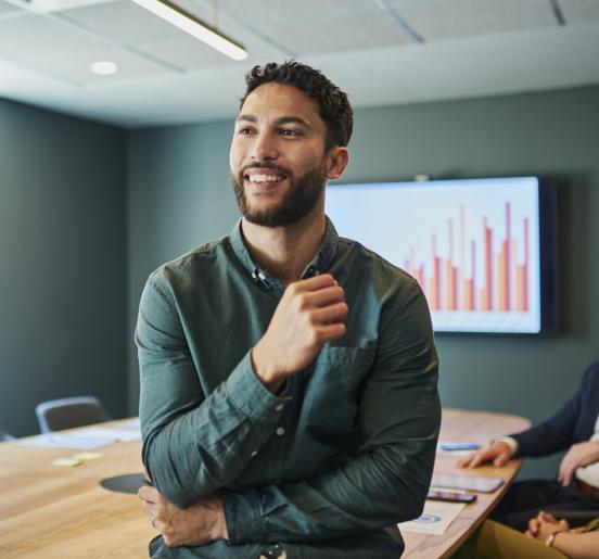 Man in office meeting room